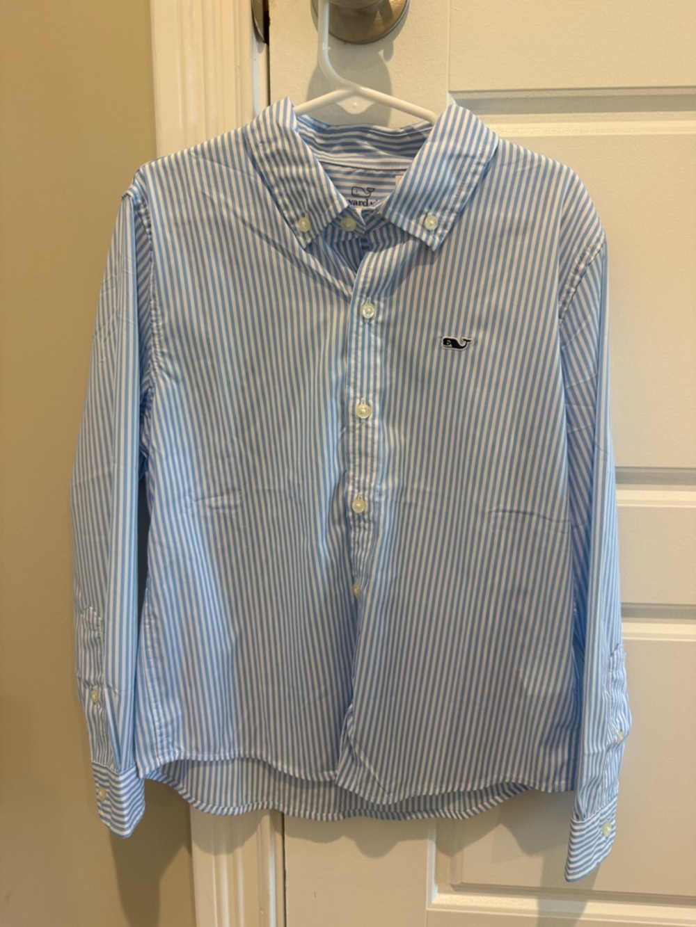 Vineyard Vines Boys Blue and White Striped Button-Down Shirt